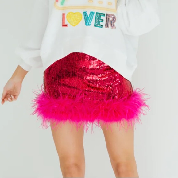 Judith March | New In Package | Sequin Feather Skirt | Pink Size M - Picture 2 of 4